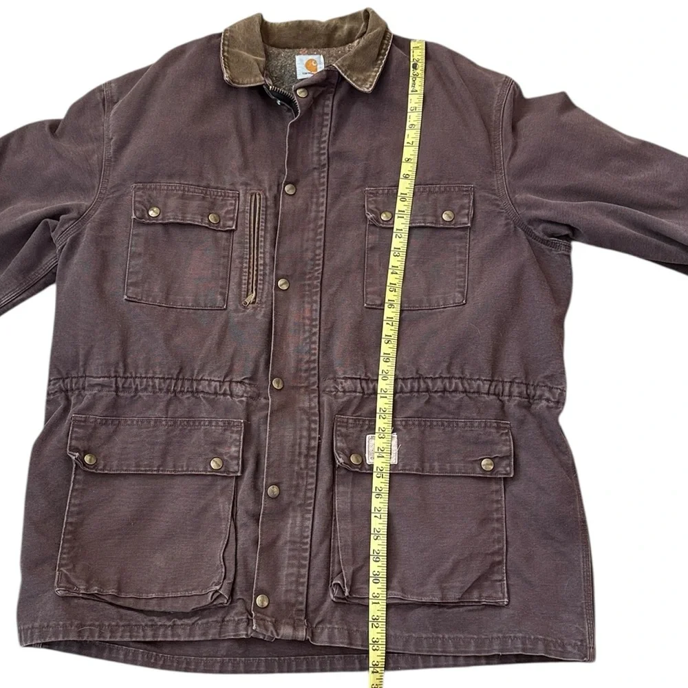 Vintage 90’s Carhartt Blanket Lined Jacket Barn Work Coat Brown CB2582 USA XL - Picture 10 of 16